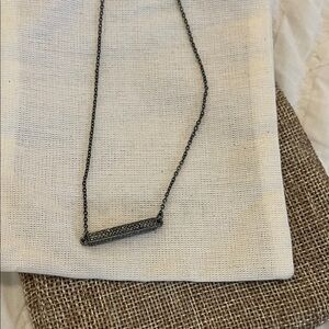 Elegant Gunmetal Pave Bar Necklace